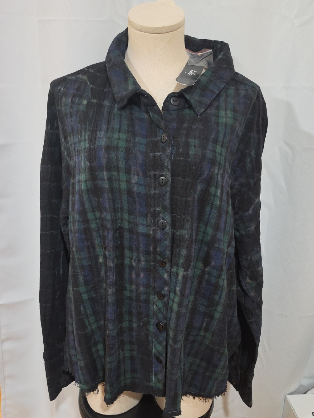 Tulip Branded Green & Navy Plaid Shirt